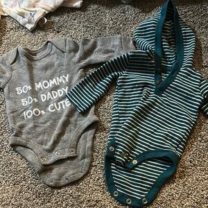 Gray and Teal Striped Kids One Piece Set